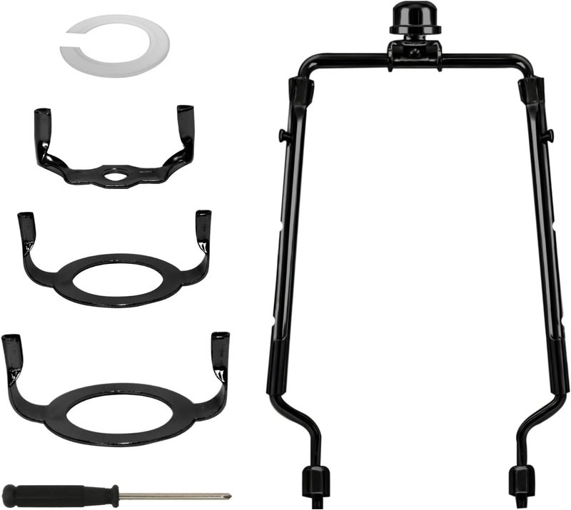 OMOBANU Lamp Shade Harp Holder Kits Adjustable 7" 8" 9" 10" fit for Standard 1/8 IP, E14, E26, E27 Lamp Harp Saddle with Lamps Finials, Screwdriver, Metal Lampshade Bracket Decorative Accessories - Black - Image 1